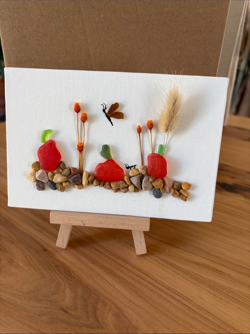 Handmade Red Sea Glass Pears Canvas Art by